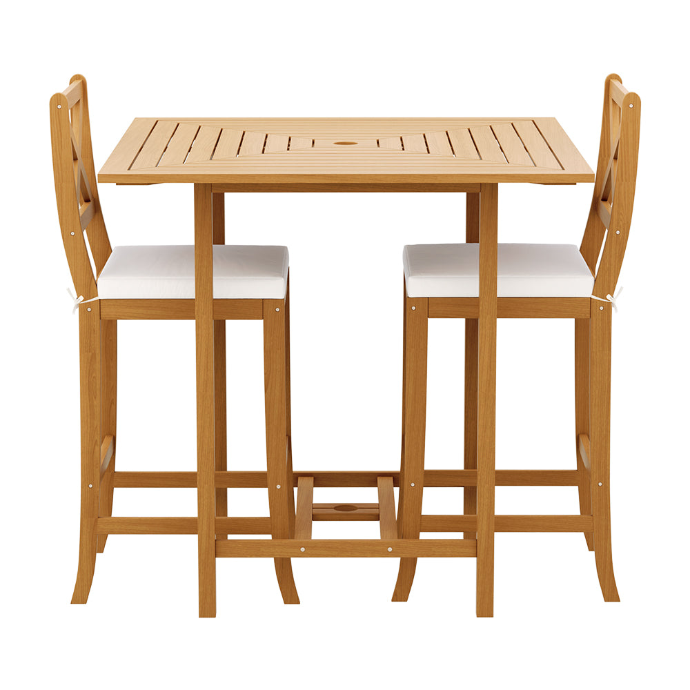 Crosby 4-Seater Bar Table Stools Patio Acacia 5-Piece Outdoor Bistro Set - Wood