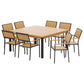 Kellan 8-Seater Chairs Table Patio Acacia 9-Piece Outdoor Furniture - Oak