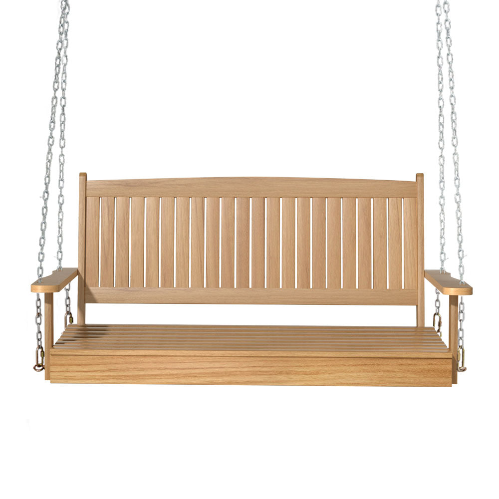 Porch Swing Chair With Chain Outdoor Furniture Wooden Bench 2 Seat Teak