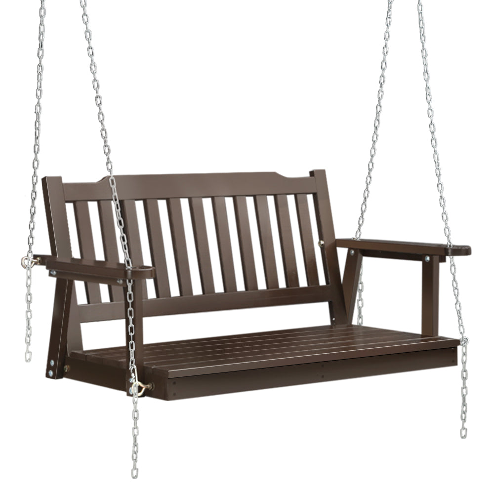 Axel Porch Swing Chair with Chain Garden Bench Wooden - Brown