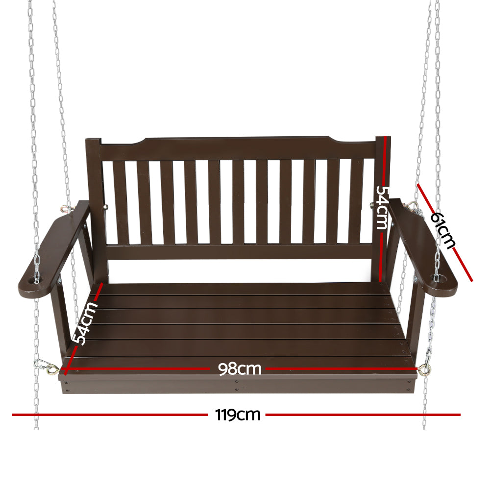 Axel Porch Swing Chair with Chain Garden Bench Wooden - Brown