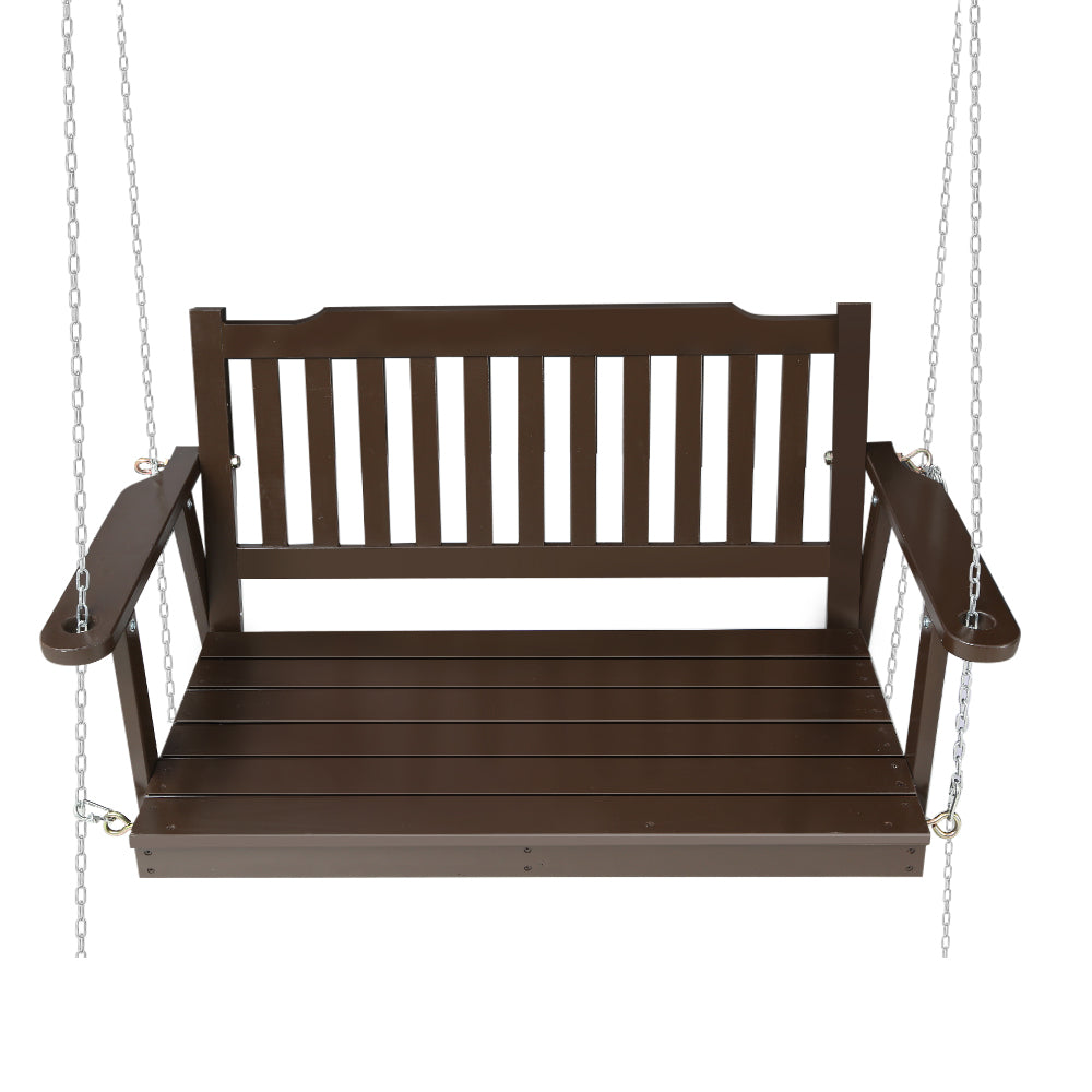 Axel Porch Swing Chair with Chain Garden Bench Wooden - Brown