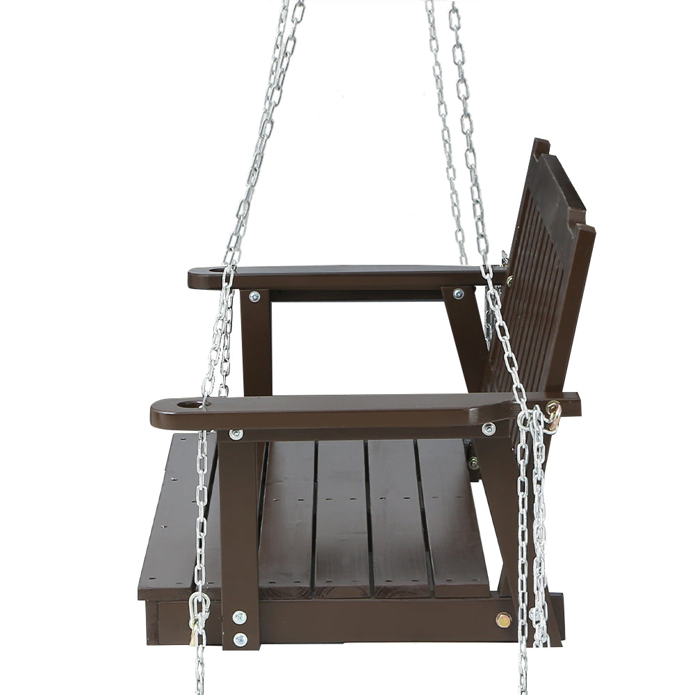 Axel Porch Swing Chair with Chain Garden Bench Wooden - Brown