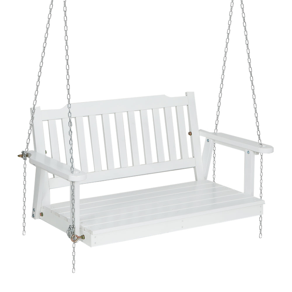 Axel Porch Swing Chair with Chain Garden Bench Wooden - White