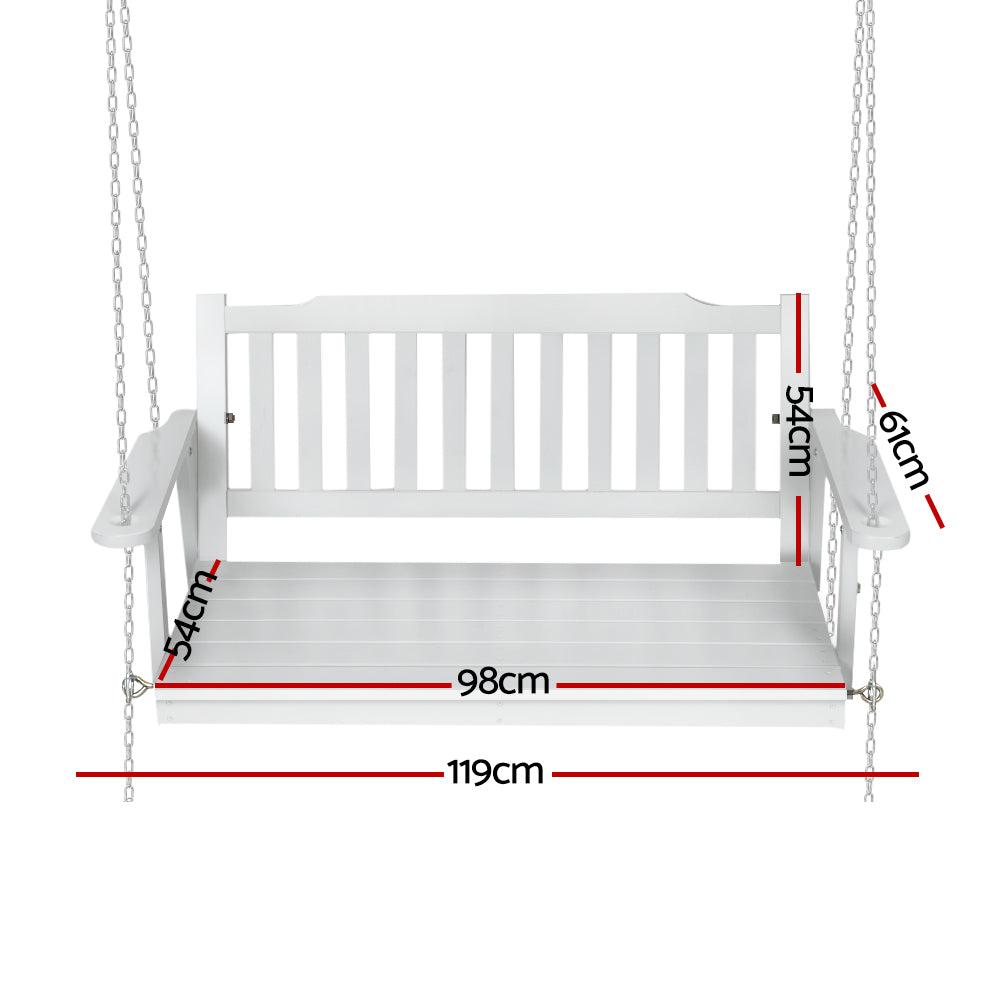 Axel Porch Swing Chair with Chain Garden Bench Wooden - White