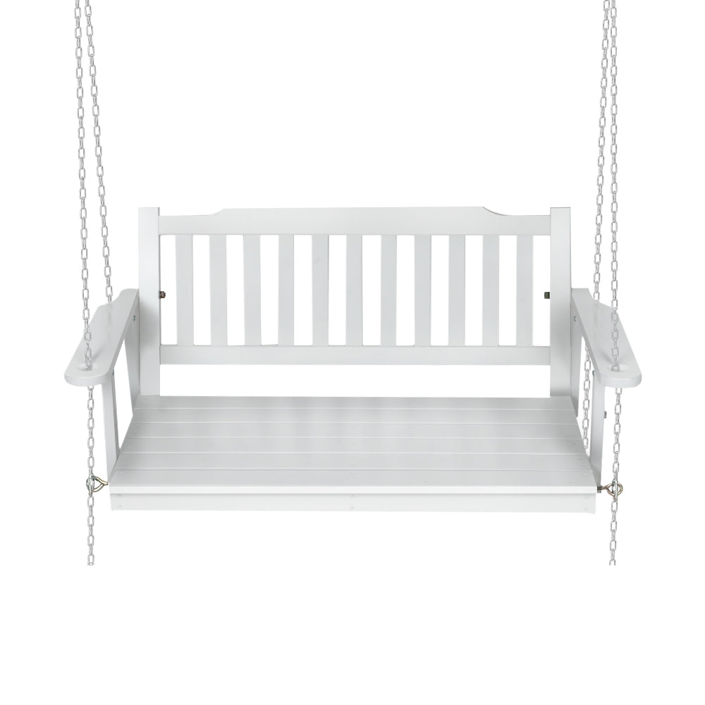 Axel Porch Swing Chair with Chain Garden Bench Wooden - White