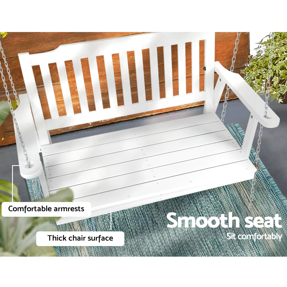 Axel Porch Swing Chair with Chain Garden Bench Wooden - White