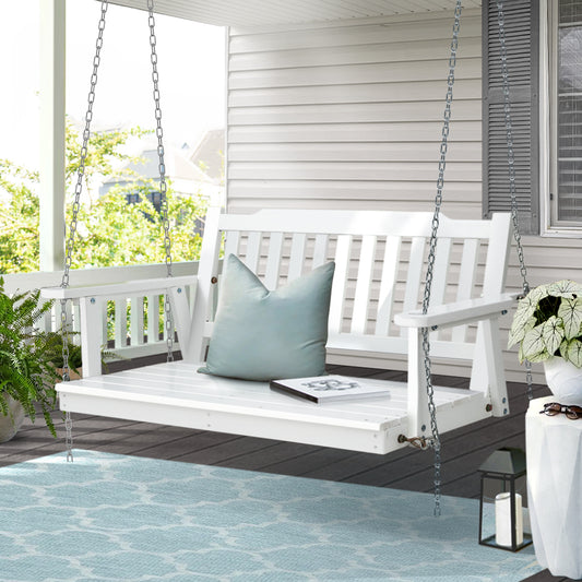 Axel Porch Swing Chair with Chain Garden Chair Outdoor Furniture Wooden - White