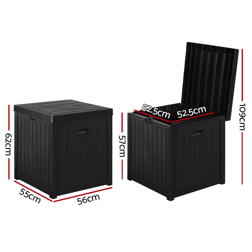 Outdoor Storage Box 195L Organiser Garden Bench Deck Toy Shed Tool - Black