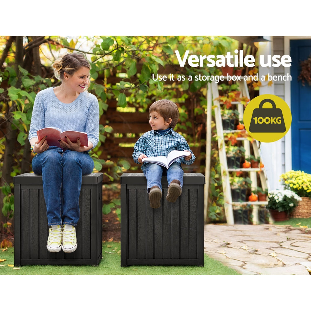 Outdoor Storage Box 195L Organiser Garden Bench Deck Toy Shed Tool - Black