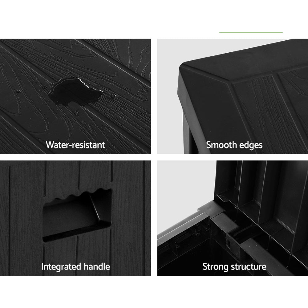 Outdoor Storage Box 195L Organiser Garden Bench Deck Toy Shed Tool - Black