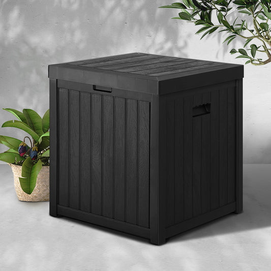 Outdoor Storage Box 195L Organiser Garden Bench Deck Toy Shed Tool - Black