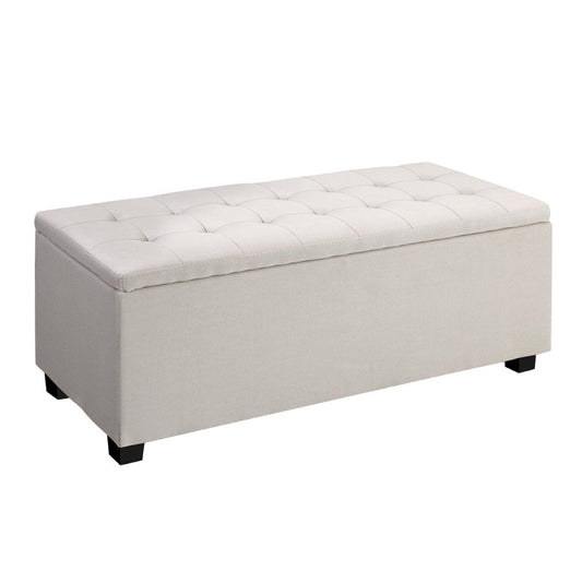 Large Fabric Storage Ottoman - Beige