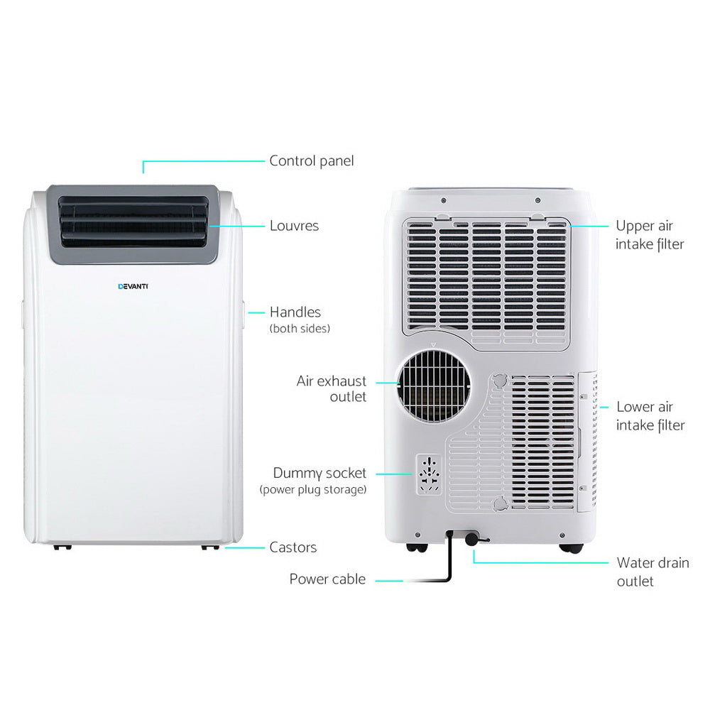 Portable Air Conditioner Cooling Mobile Fan Cooler Dehumidifier Window Kit White 3300W