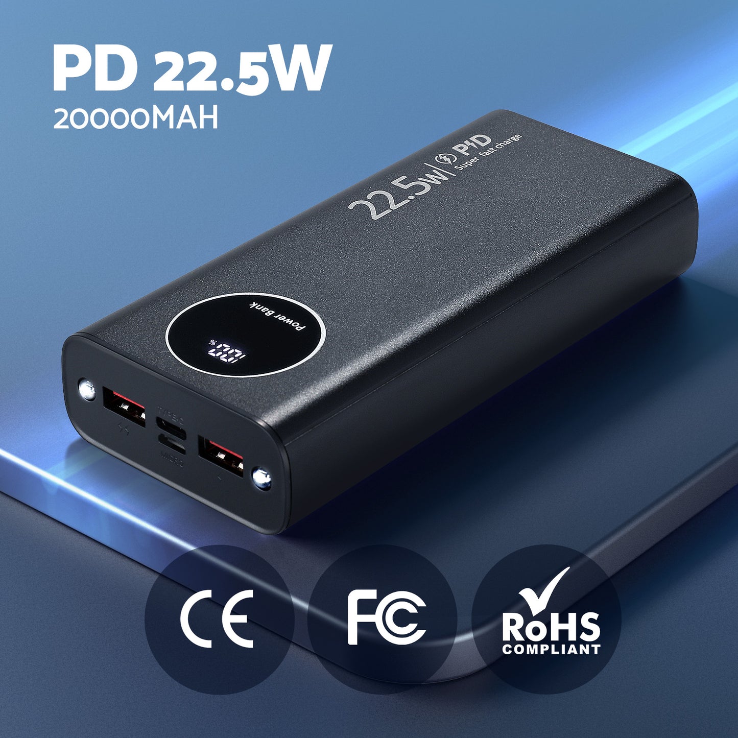 20000mAh Portable Power Bank PD22.5W Quick Charging Fast Charger Phone Battery