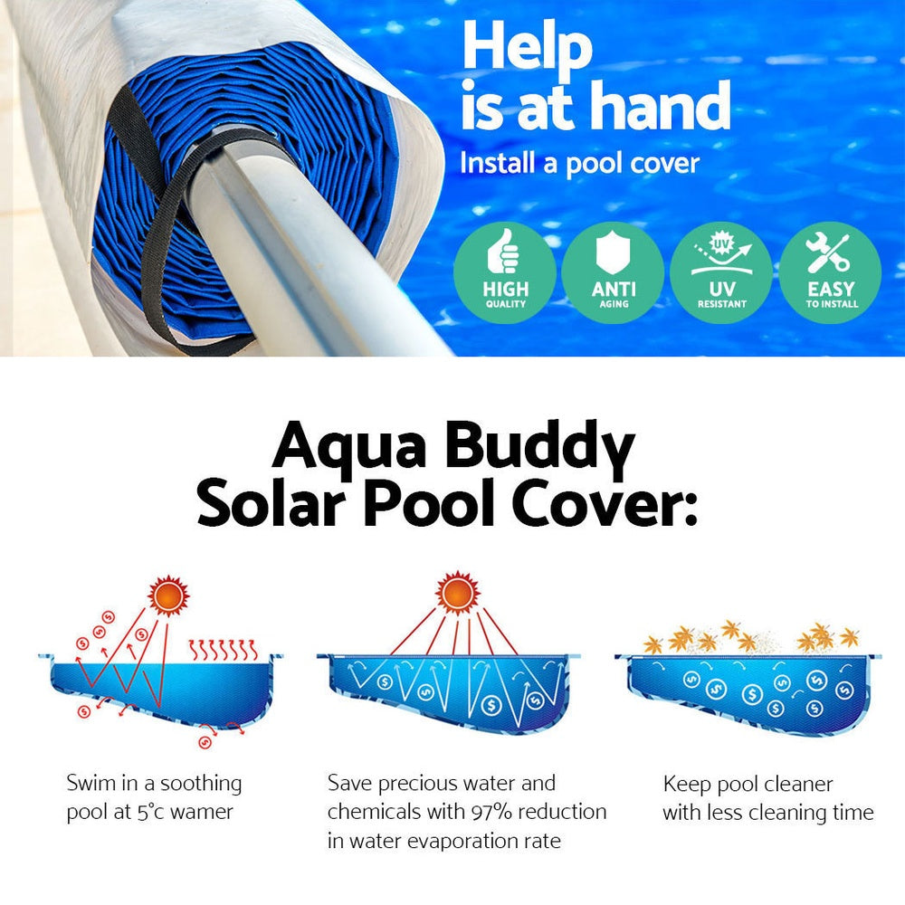 Pool Cover 8x4.2m 400 Micron Swimming Pool Solar Blanket 5.5m Blue Roller