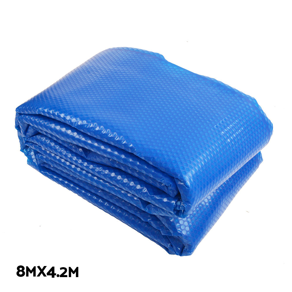Pool Cover 8x4.2m 400 Micron Silver Swimming Pool Solar Blanket 5.5m Blue Roller