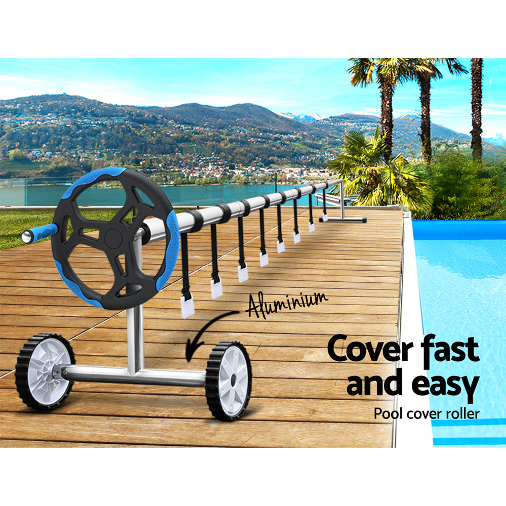 Swimming Pool Cover Roller Reel Adjustable Solar Thermal Blanket Blue
