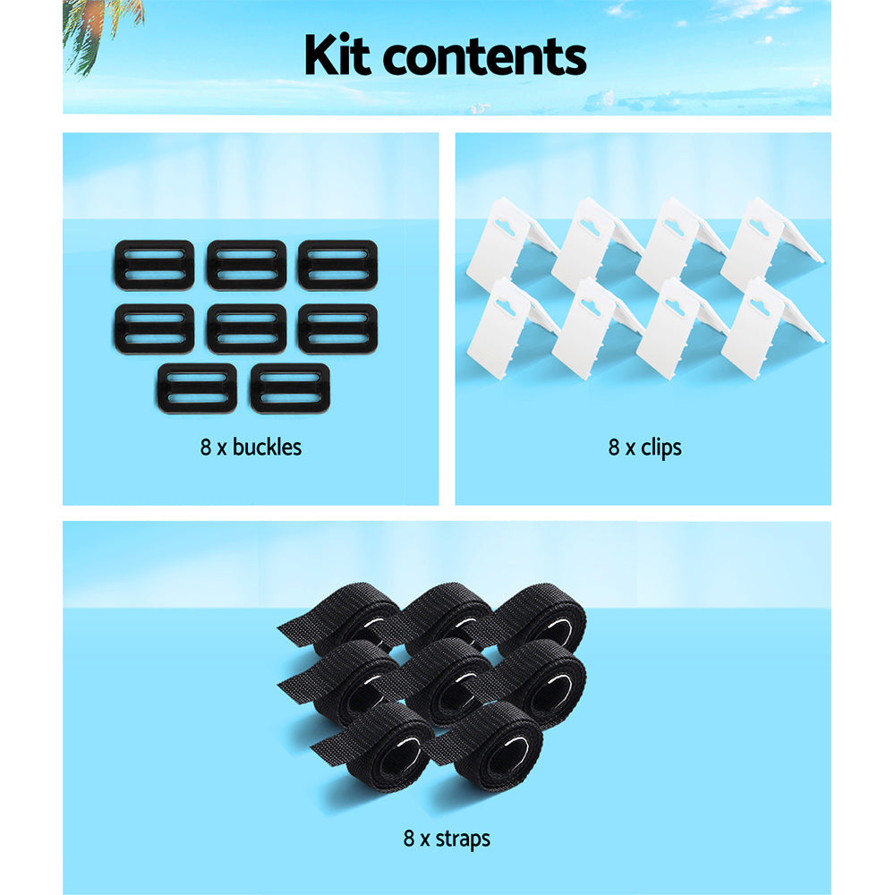 Pool Cover Roller Attachment Straps Kit 8-pieces for Swimming Solar Pool