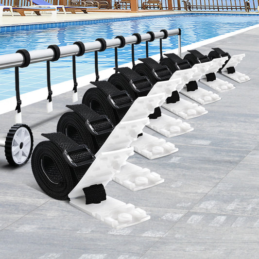 Pool Cover Roller Attachment Straps Kit 8-pieces for Swimming Solar Pool