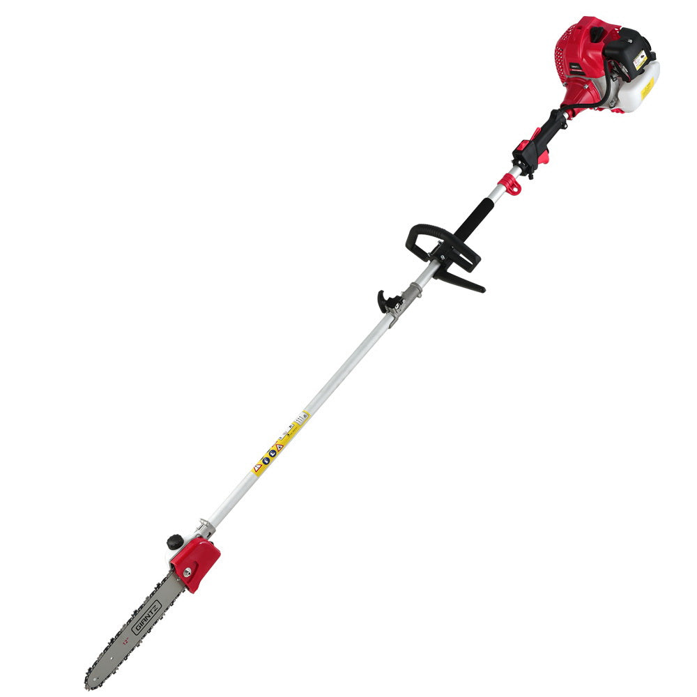 62CC Pole Chainsaw Hedge Trimmer Brush Cutter Whipper 7-in-1 5.6m Red