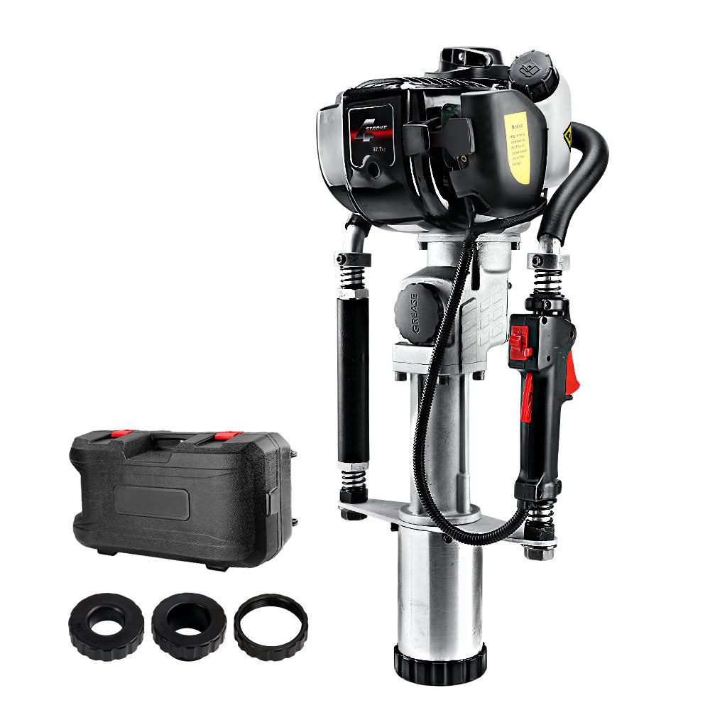 Petrol Post Driver 38CC 4-Stroke Rammer Pile Star Picket Fence Hole - Black