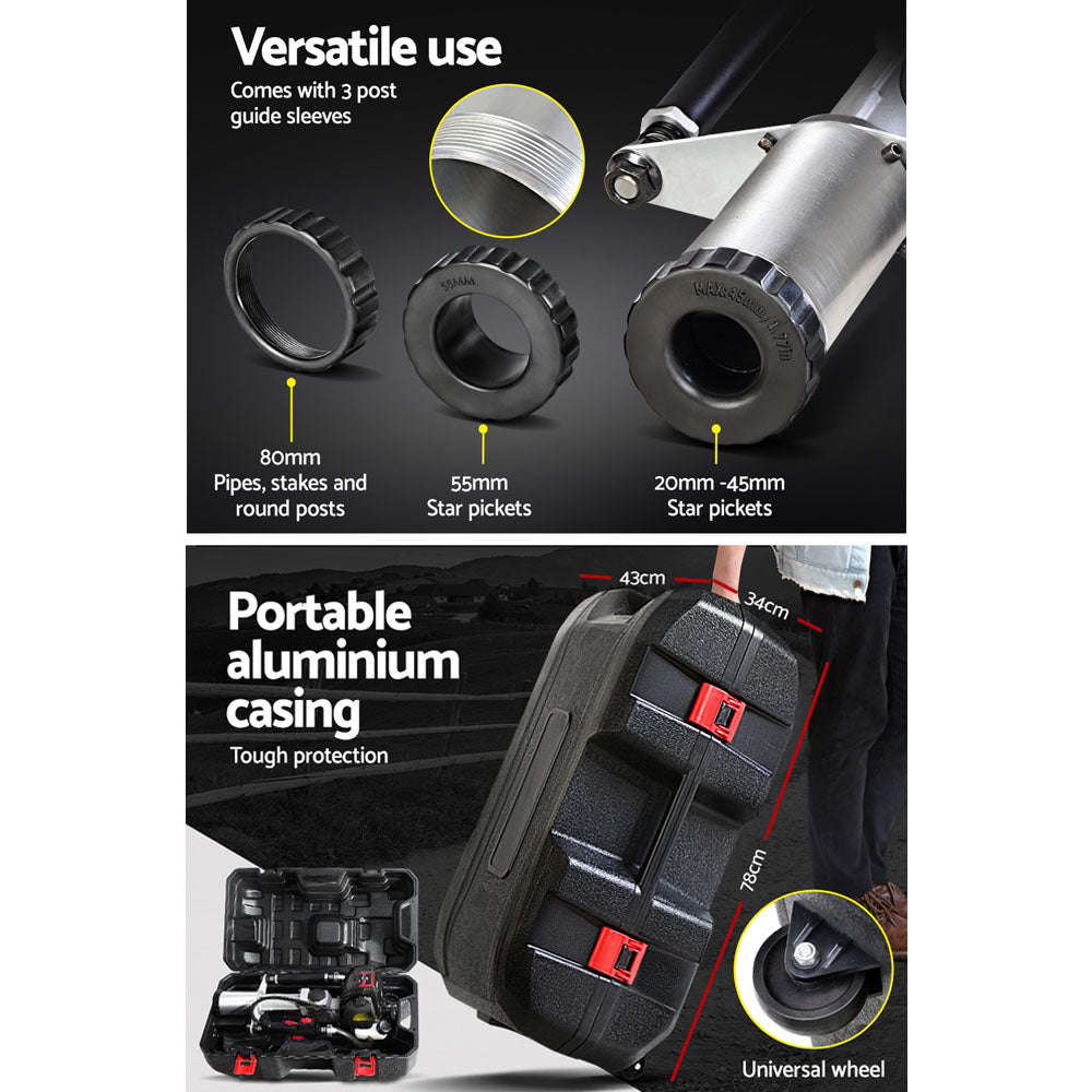 Petrol Post Driver 38CC 4-Stroke Rammer Pile Star Picket Fence Hole - Black