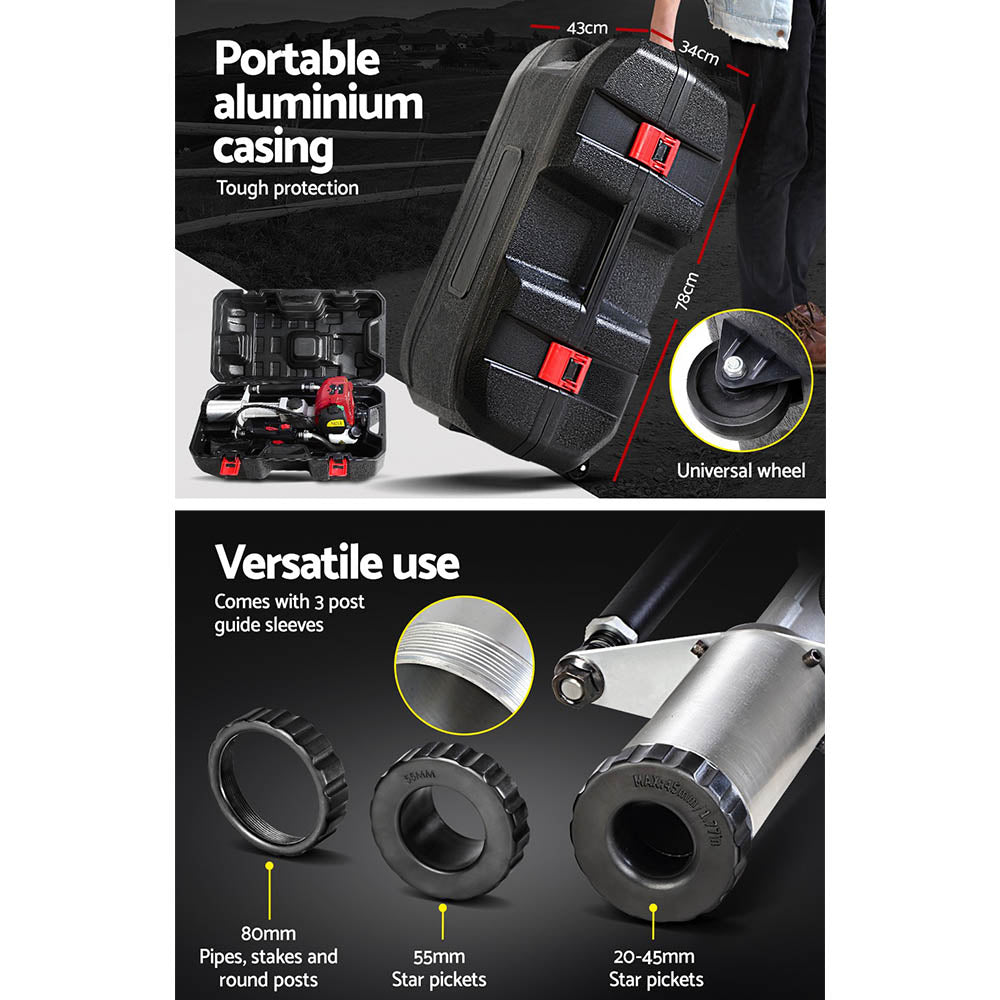 Petrol Post Driver 38CC 4-Stroke Rammer Pile Star Picket Fence Hole Drive Red