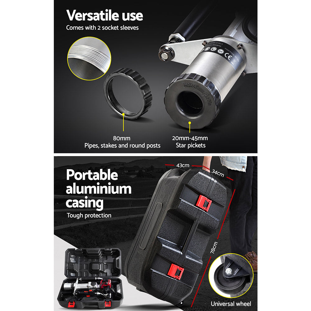 Petrol Post Driver 2-Stroke 55CC Rammer Pile Star Picket Fence Hole Red