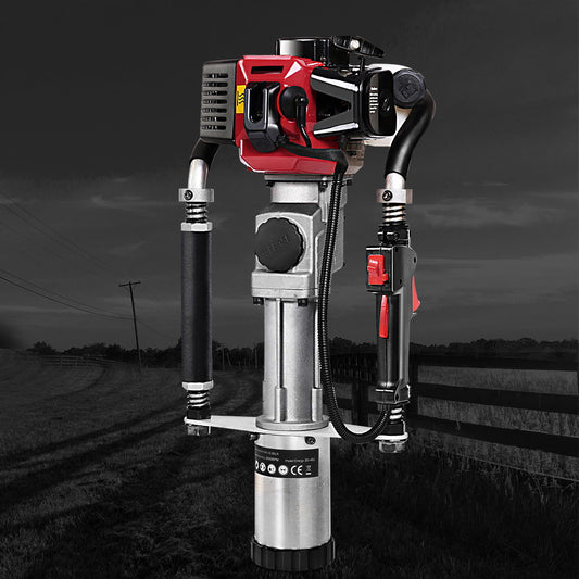 Petrol Post Driver 2-Stroke 55CC Rammer Pile Star Picket Fence Hole Red