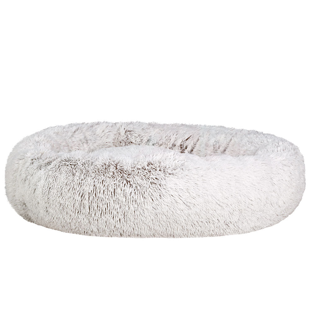 XLarge Dog Beds Pet 110cm Calming Soft Plush - White Brown