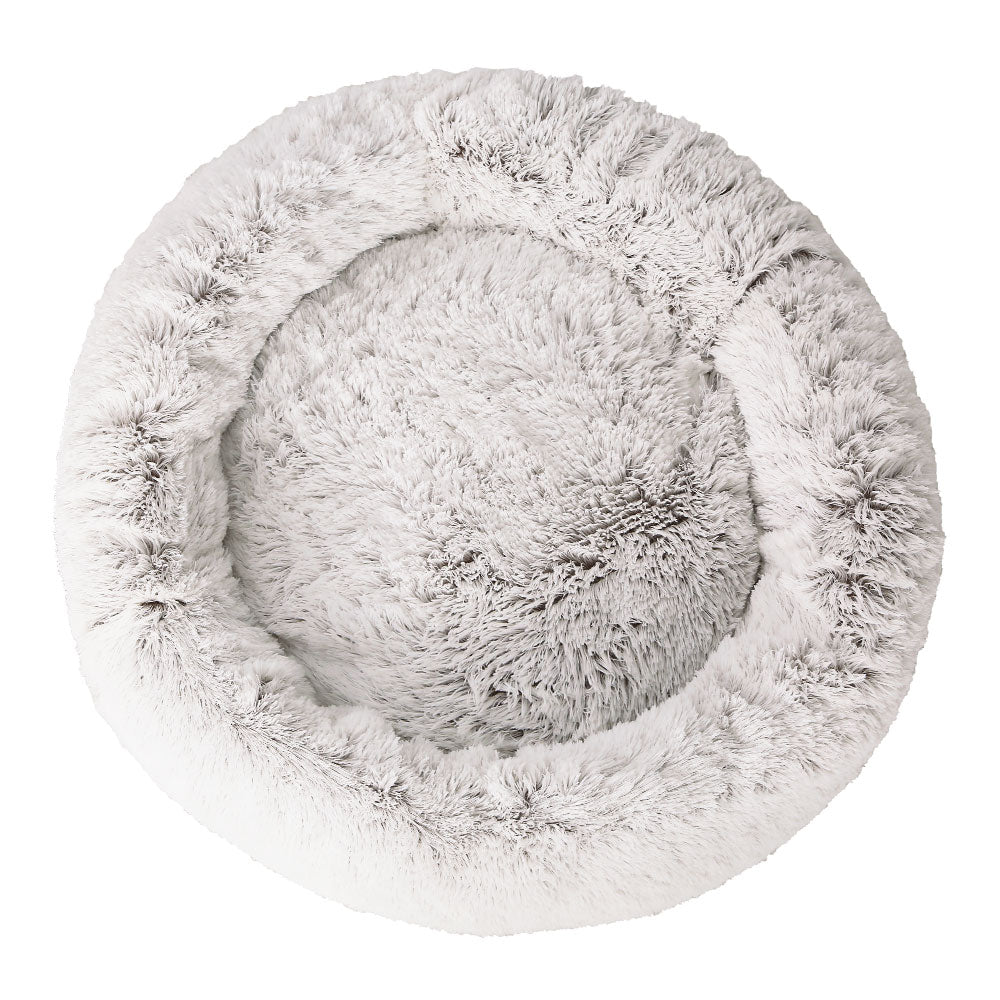 XLarge Dog Beds Pet 110cm Calming Soft Plush - White Brown