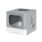 Cat Litter Box Large Tray Kitty Toilet Enclosed Hooded Foldable Scoop - Grey