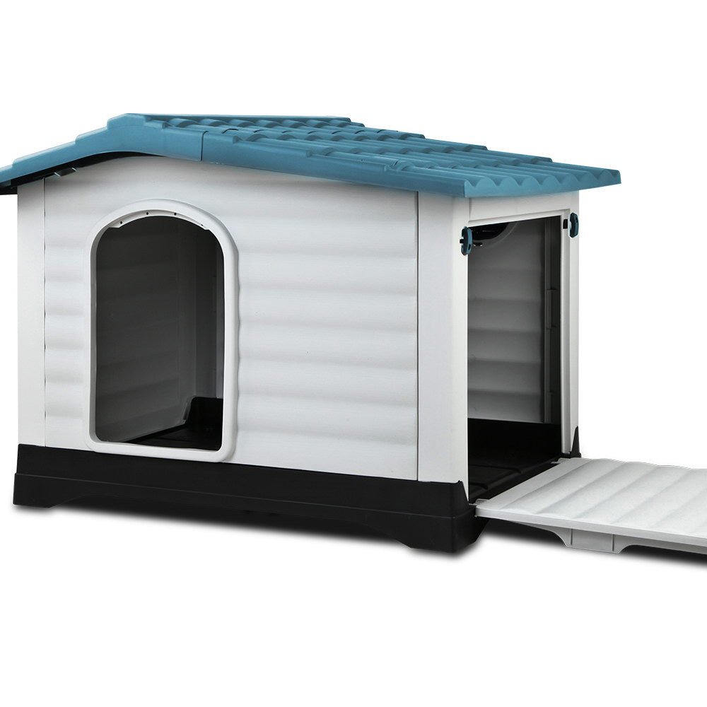 Dog Kennel Kennels Outdoor Plastic Pet House Puppy Outside - Blue XL