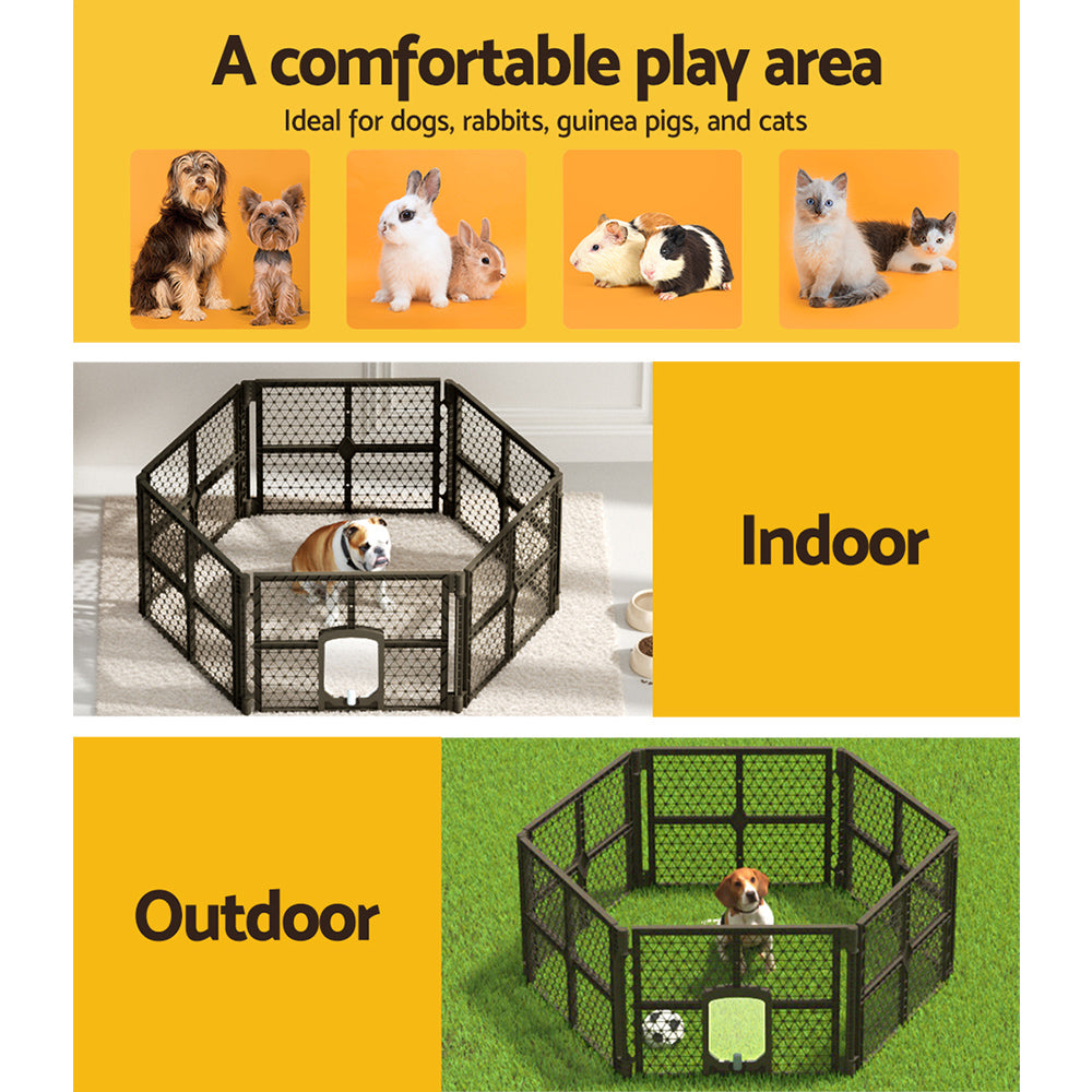 Pet Dog Playpen Enclosure 6 Panel Fence Puppy Cage Plastic Play Pen Fold