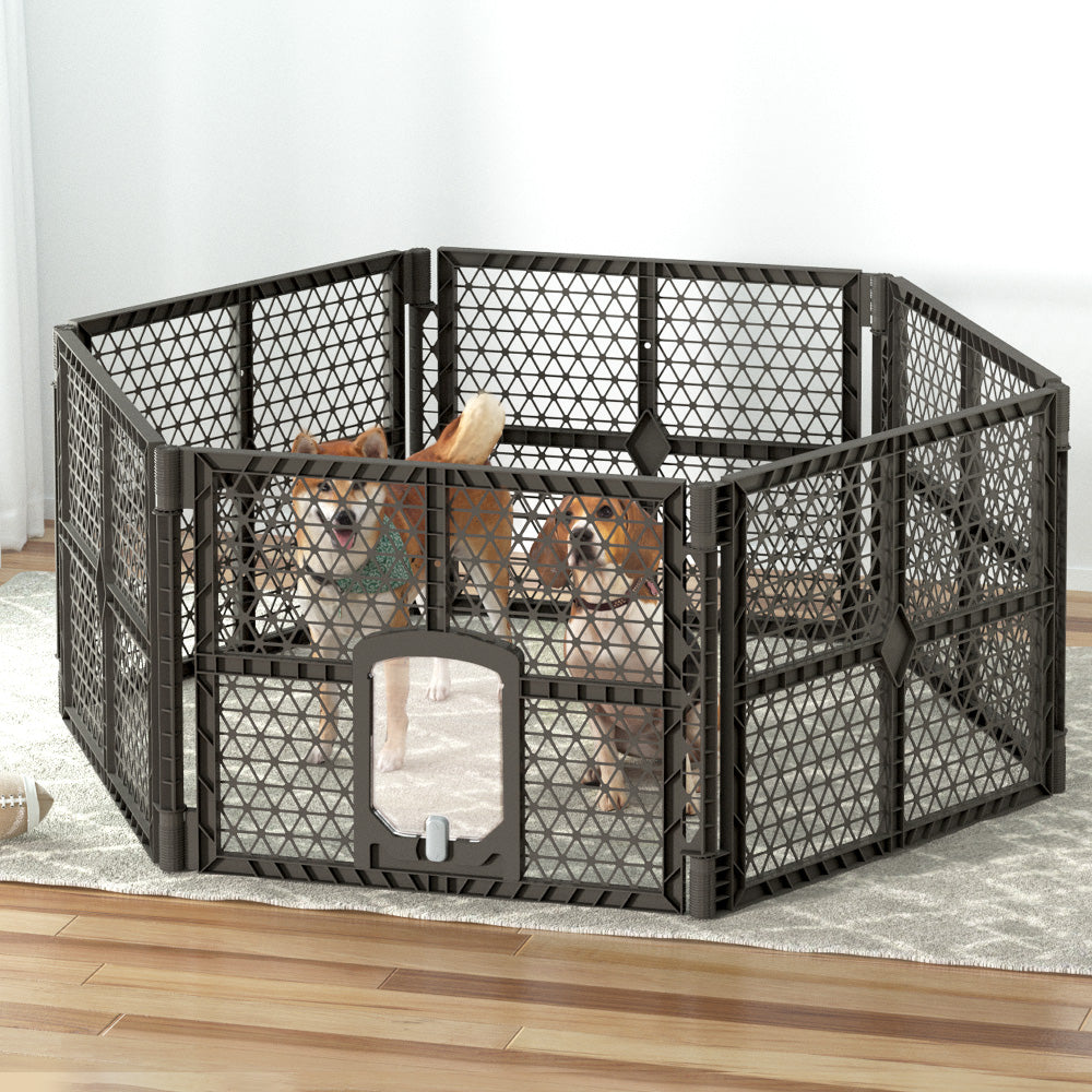 Pet Dog Playpen Enclosure 6 Panel Fence Puppy Cage Plastic Play Pen Fold