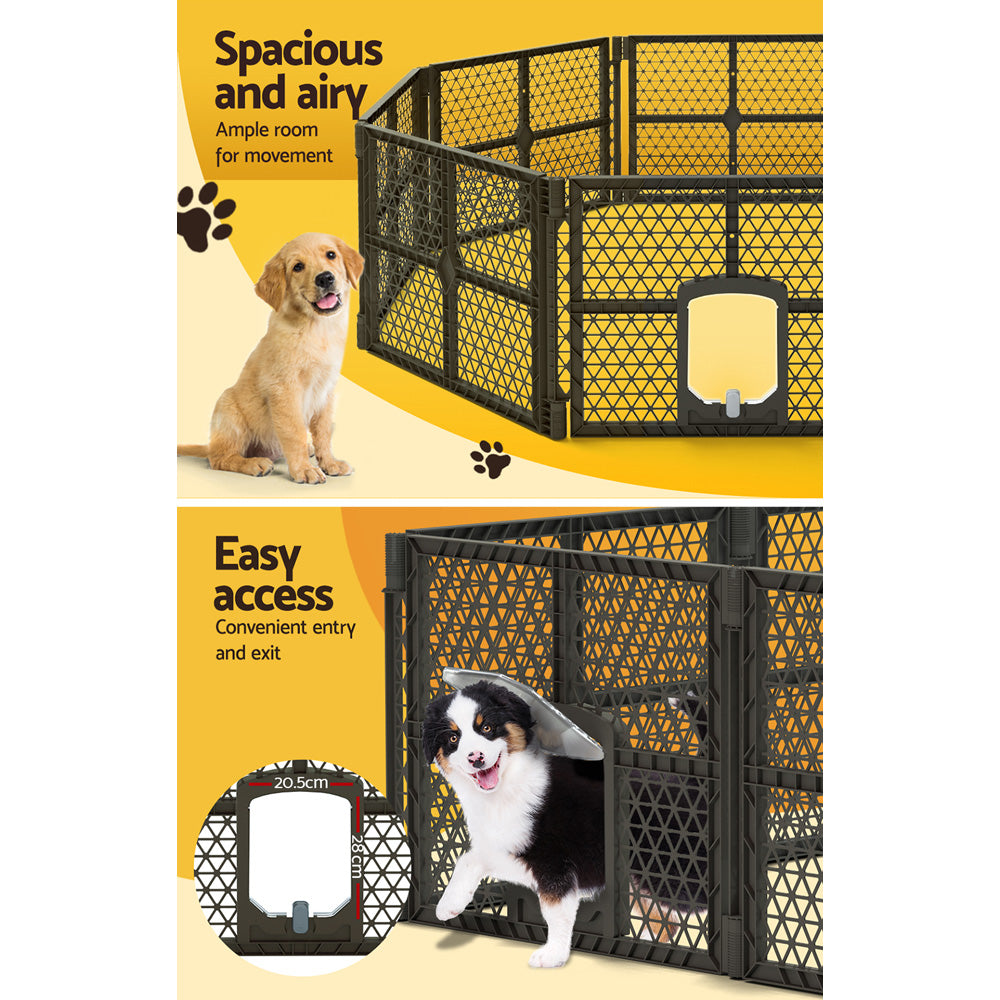 Pet Dog Playpen Enclosure 8 Panel Fence Puppy Cage Plastic Play Pen Fold