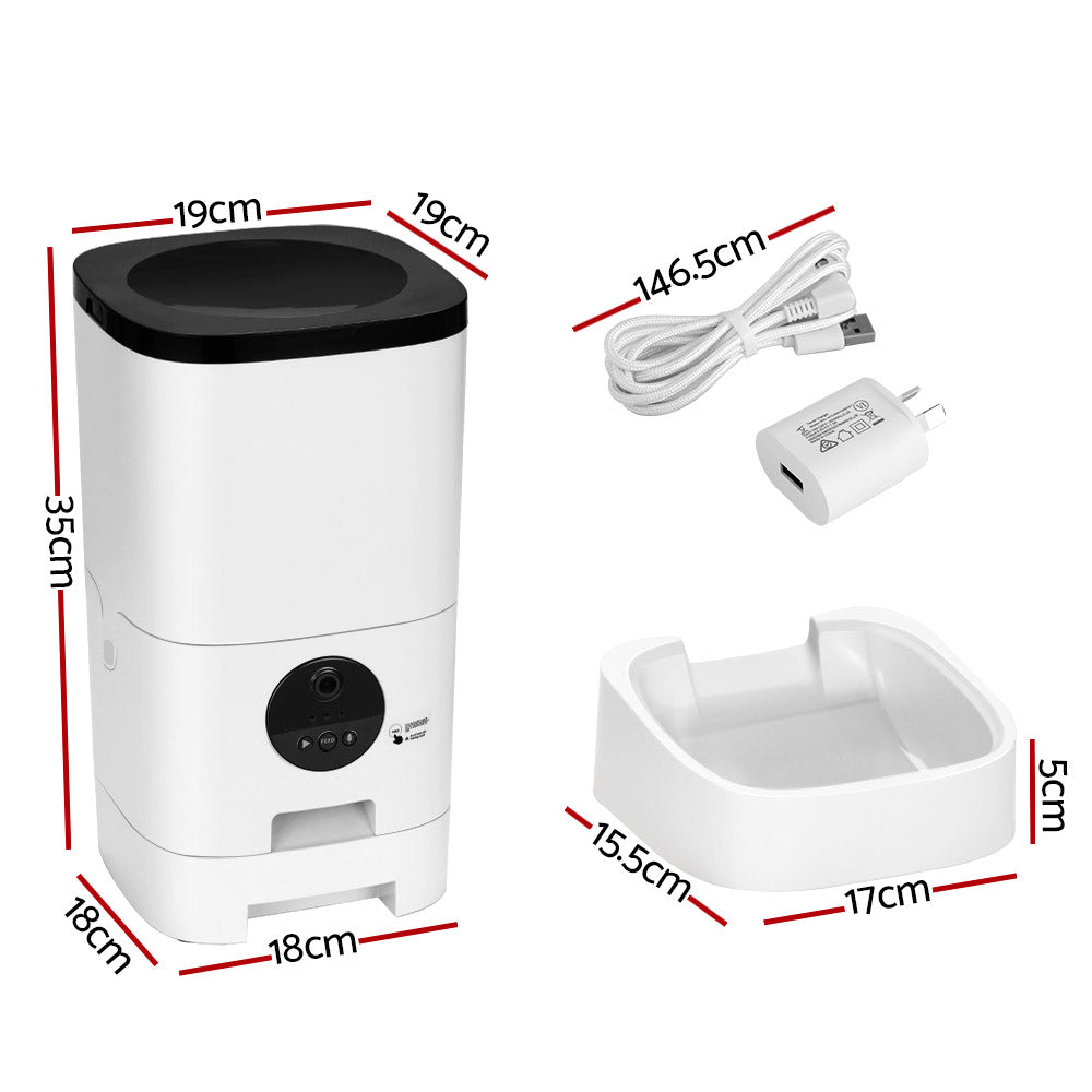 Automatic Pet Feeder 6L Auto Camera Dog Cat Smart Video Wifi Food App Hd