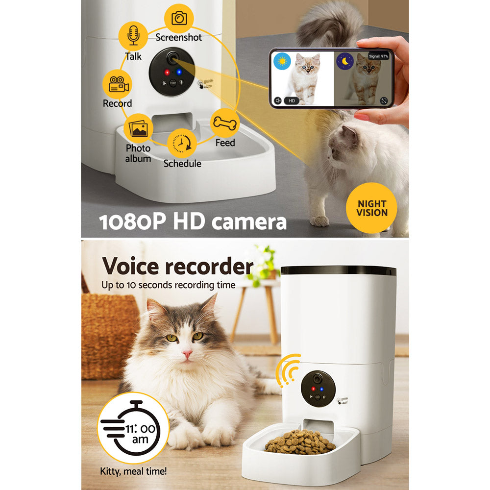 Automatic Pet Feeder 6L Auto Camera Dog Cat Smart Video Wifi Food App Hd