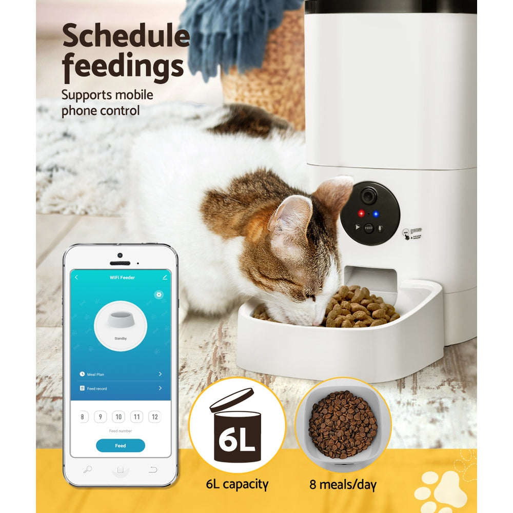 Automatic Pet Feeder 6L Auto Camera Dog Cat Smart Video Wifi Food App Hd