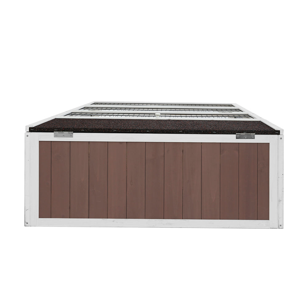 Wooden Rabbit Hutch Chicken Coop Run Cage Habitat House Outdoor Large - Charcoal Large