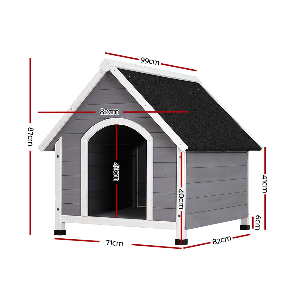 Dog Kennel Outdoor Wooden Indoor Puppy Pet House Weatherproof XL Large - Grey XL