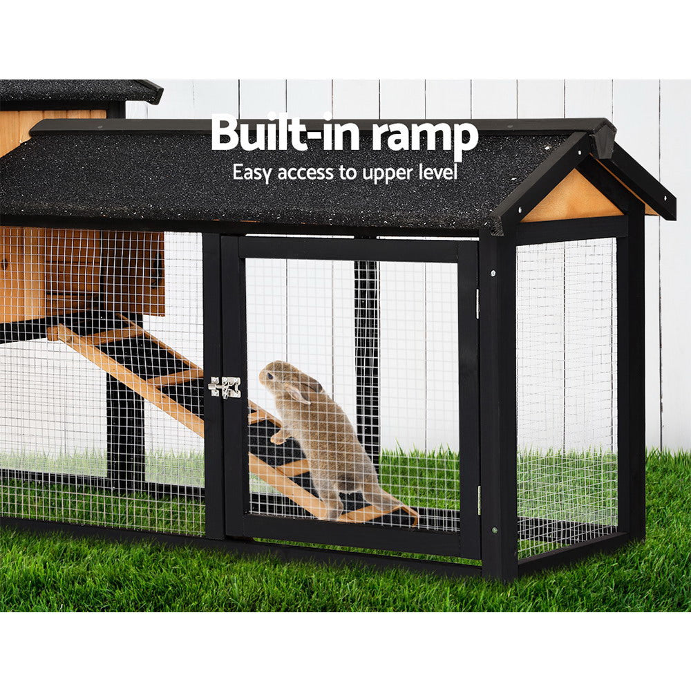 Chicken Coop Rabbit Hutch Wooden Cage Pet Hutch 165cm x 52cm x 86cm