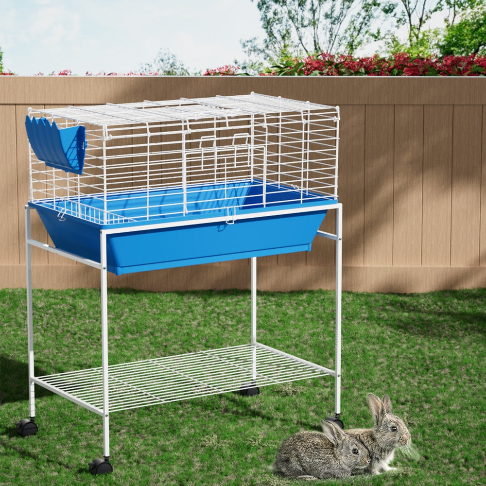 Rabbit Cage Hutch Cages Indoor Hamster Enclosure Carrier Bunny Blue