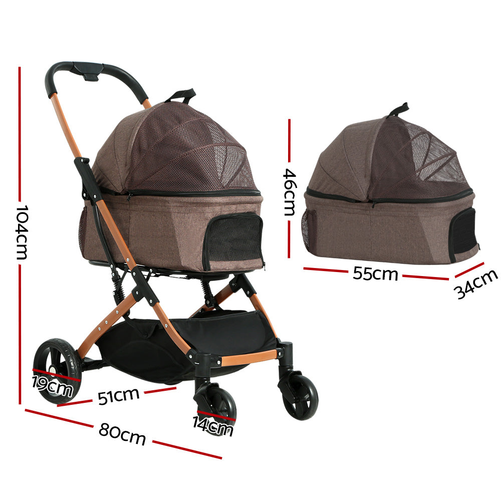 Pet Stroller Dog Pram Cat Carrier Travel Pushchair Foldable 4 Wheels Large