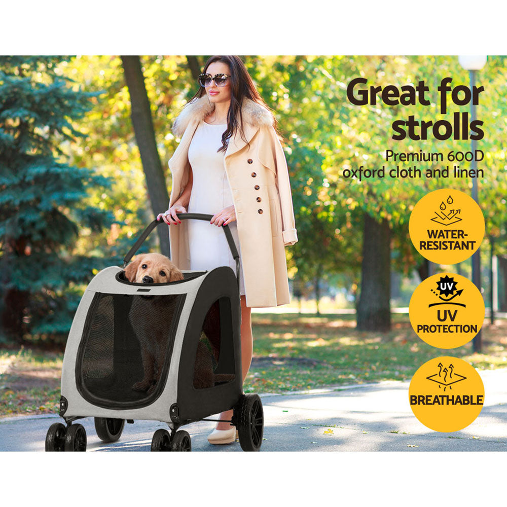 Pet Dog Stroller Pram Large Carrier Cat Travel Foldable Strollers 4 Wheels