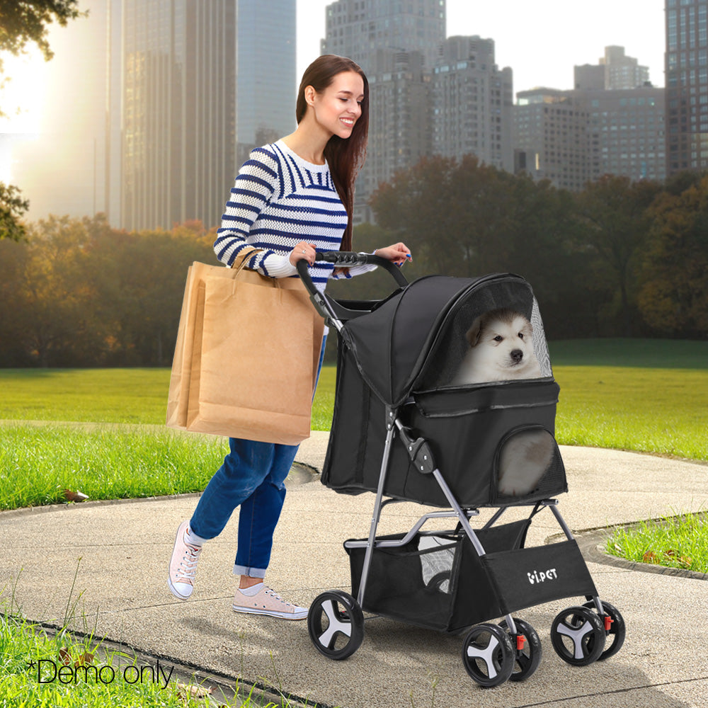 4 Wheel Pet Stroller - Black