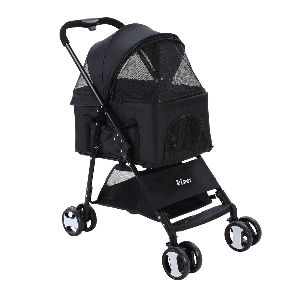 Pet Stroller Dog Carrier Foldable Pram 3 IN 1 Black Medium