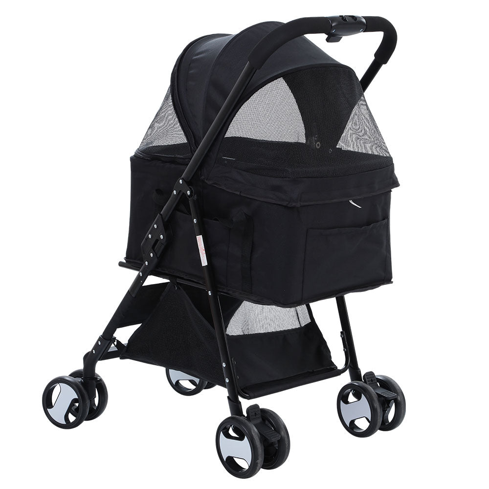 Pet Stroller Dog Carrier Foldable Pram 3 IN 1 Black Medium