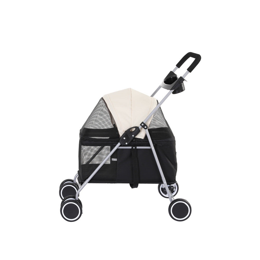 Pet Stroller Pram Dog Cat Carrier Cage Large Travel Pushchair Foldable 4 Wheels